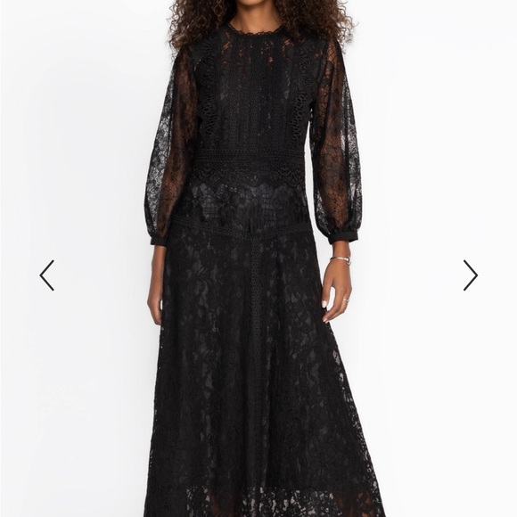 Johnny Was Black Lace Long Sleeve Dress - Thea - Picture 1 of 5